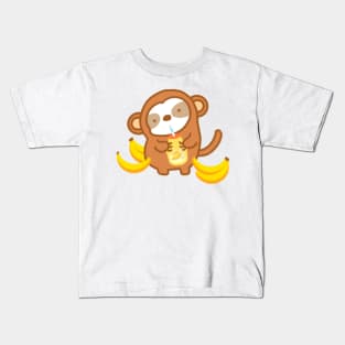 Cute Banana Milk Sloth Kids T-Shirt